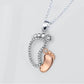 Mother & Child 14K White Rose Gold Plated Cz Footprints Woman Necklace