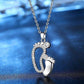 Mother & Child 14K White Rose Gold Plated Cz Footprints Woman Necklace