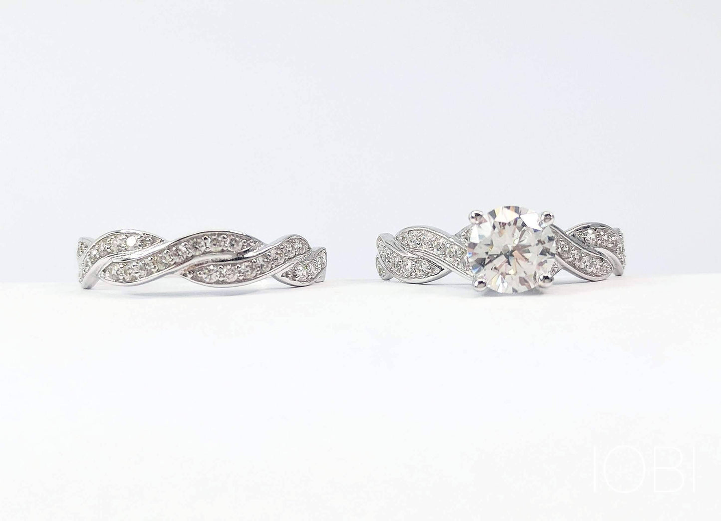 Francesca 1CT Round Twisted Pavé Band OB Simulated Diamond on Solid Sterling Silver Stunning Wedding Ring Set for Women Bridal