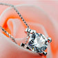Radiant 14K White Gold Plated Floating Swiss CZ Solitaire Necklace Plus Pair of "Naked IOBI Crystals Drill" Earrings - Perfect for Women
