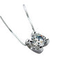 Radiant 14K White Gold Plated Floating Swiss CZ Solitaire Necklace Plus Pair of "Naked IOBI Crystals Drill" Earrings - Perfect for Women