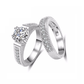 French Foiled Pavé 1CT CZ Solitaire Wedding Band Set