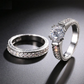 French Foiled Pavé 1CT CZ Solitaire Wedding Band Set