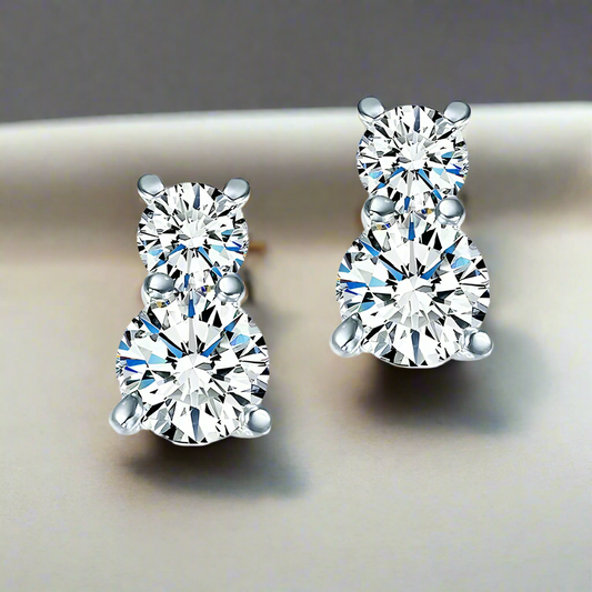 Frosty Nights 14K White Gold Plated 4Ctw CZ Diamonds Earrings for Woman Special Occasion