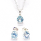 Genuine Blue Topaz & Diamond Accented OB Precious Gems 925 Sterling Silver Necklace & Earrings Set