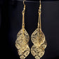 Dangling Batik Leaf Earrings in Gold or Silver