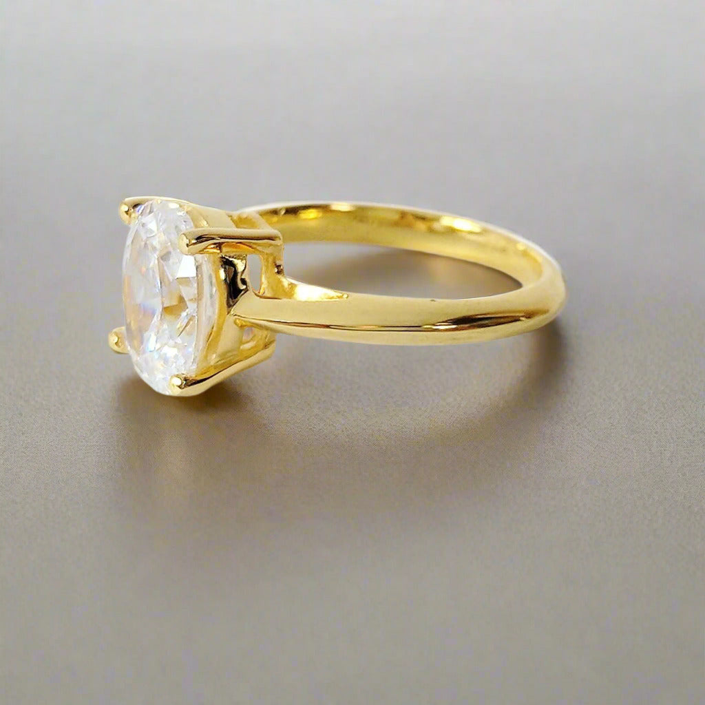 Nia D’Oro 2CT Oval Solitaire OB Simulated Diamond Ring for Women