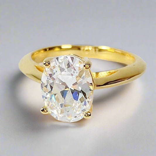 Nia D’Oro 2CT Oval Solitaire OB Simulated Diamond Ring for Women