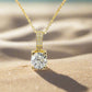 Giselle 1CT Tension Set OB Simulated Diamond Solitaire 18K Gold Plated Over Sterling Silver Pendant  Necklace for Women