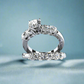 Gloria 2.03CTW Five Stone OB Simulated Diamond Wedding Band Sterling Silver Ring Set for Women Bridal Engagement Wedding Anniversary Gift