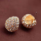 Clam Shell Crystal Encrusted Textured Scoop Stud Earrings For Woman