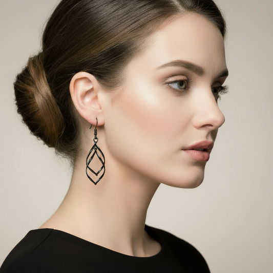 Sterling Silver Interlocking Diamond Spirals Earrings for Woman