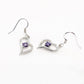 Exaggerated Silver Heart Purple Zirconia Earrings