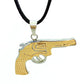 Gold Sandblasted Stainless Steel Revolver Pendant Necklace