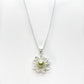 Dahlia Silver Flower & Beige Pearl Bead Necklace for Women