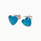 Glittery Blue Heart Enamel Stainless Steel Studs