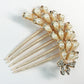 Cascade Pearl and Crystal Bow Gold Plated Hair Comb for Woman