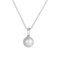 White Pearl Silver Necklace Pendant with 20 Inch Chain for Women