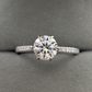 14K White Gold Over 925 Sterling Silver 1Ct Certified Real Moissanite Round Brilliant Cut for Women Super Fiery Perfect for Engagment Wedding Anniversary Promise Ring