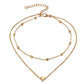 Beaded Heart Double Layer Choker Necklace for Woman