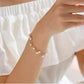 Layered Pearl Bead Station Necklace, Bracelet and Earrings Set