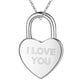 I Love You Heart Shaped Padlock Silver Necklace