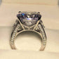 Magdalena 14K White Gold Plated Sterling Silver 12.89CT Round Cut OB Simulated Diamond CZ Ring for Women Special Occasion