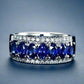 Charlaine En Bleu 3.5CTW Oval and Pavé Band OB Simulated Diamond Ring for Women Bridal Engagement Wedding Anniversary Gift