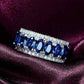 Charlaine En Bleu 3.5CTW Oval and Pavé Band OB Simulated Diamond Ring for Women Bridal Engagement Wedding Anniversary Gift