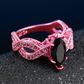 Metallic Pink Marquise Cut Black CZ Solitaire Ring