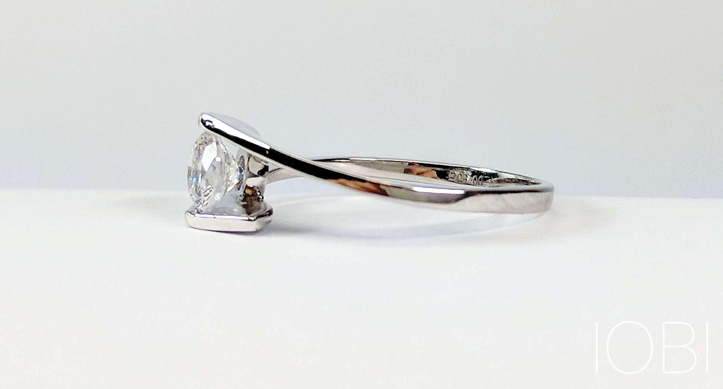 Mia .50CT Tension Set Bypass OB Simulated Diamond Sterling Silver Ring for Women Bridal Engagement Wedding Anniversary Gift