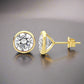 Modérna D'ora Bezel Set OB Simulated Diamond Solitaire Stud Earrings for Women Bridal