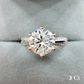 14K White Gold Plated 925 Sterling Silver 1Ct 2Ct 3Ct Certified Real Moissanite Round Brilliant Cut Adjustable Gap Free Band for Women Engagment Wedding Anniversary Promise Ring