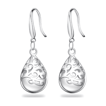 Shimmering Cat Eye Filigree Drop Earrings