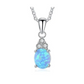 14K White Gold Plated Deep Blue Sea Turtle Animal Frog Crab Cat Heart Opal Blue Enamel Cz Pendant Necklace for Woman Special Occasion Birthdays Holidays