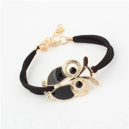 Enamel Owl Handmade Leather Friendship Bracelet