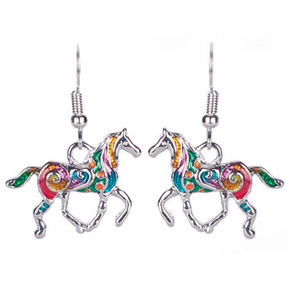 Painted Pony Enamel Horse Earrings for Women