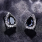Zirconia Pear Halo White Gold Cz Stud Earrings for Women - Six Gemstone Colors
