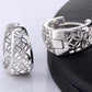 14K White Gold Plated Filigree Flower Huggie Earrings for Women Special Occasion