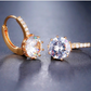 14K Gold Plated Perfect 3.5CTW CZ Solitaire Yellow Gold Hoop Earrings For Woman