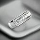 Adalyne 1CTW Channel Set Princess and Pavé Band OB Simulated Diamond Ring for Women Bridal Engagement Wedding Anniversary Gift