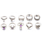 Purple Reign Boho Midi-Knuckle Rings Set of 10