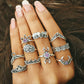 Purple Reign Boho Midi-Knuckle Rings Set of 10