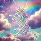 14K White Gold Plated Rainbow Crystal Unicorn Shine Necklace 18 Inch Twisted Chain for Woman or Teen Special Occasion