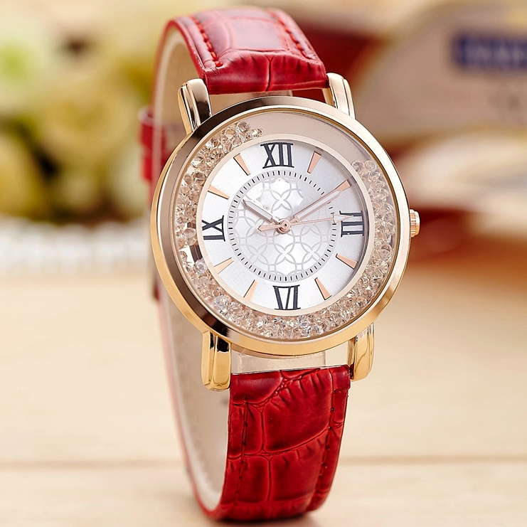 Free Falling Crystal Bezel Wrist Watch