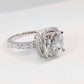 Regina 3CT Cushion Cut Halo OB Simulated Diamond Sterling Silver Platinum Plated Ring for Woman Bridal Engagement Wedding
