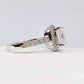 Regina 3CT Cushion Cut Halo OB Simulated Diamond Sterling Silver Platinum Plated Ring for Woman Bridal Engagement Wedding