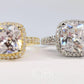 Regina D'ora 3CT Cushion Cut Halo OB Simulated Diamond Ring for Women Wedding Engagement Bridal