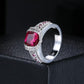 Fiery Pink Cushion Cut CZ Solitaire Ring