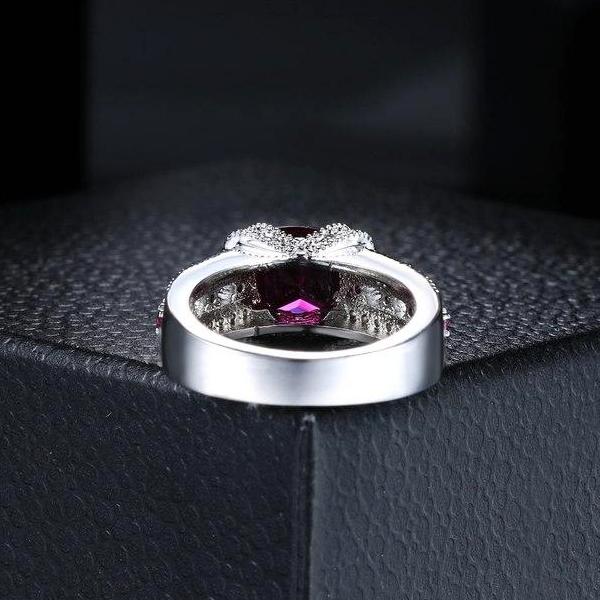 Fiery Pink Cushion Cut CZ Solitaire Ring